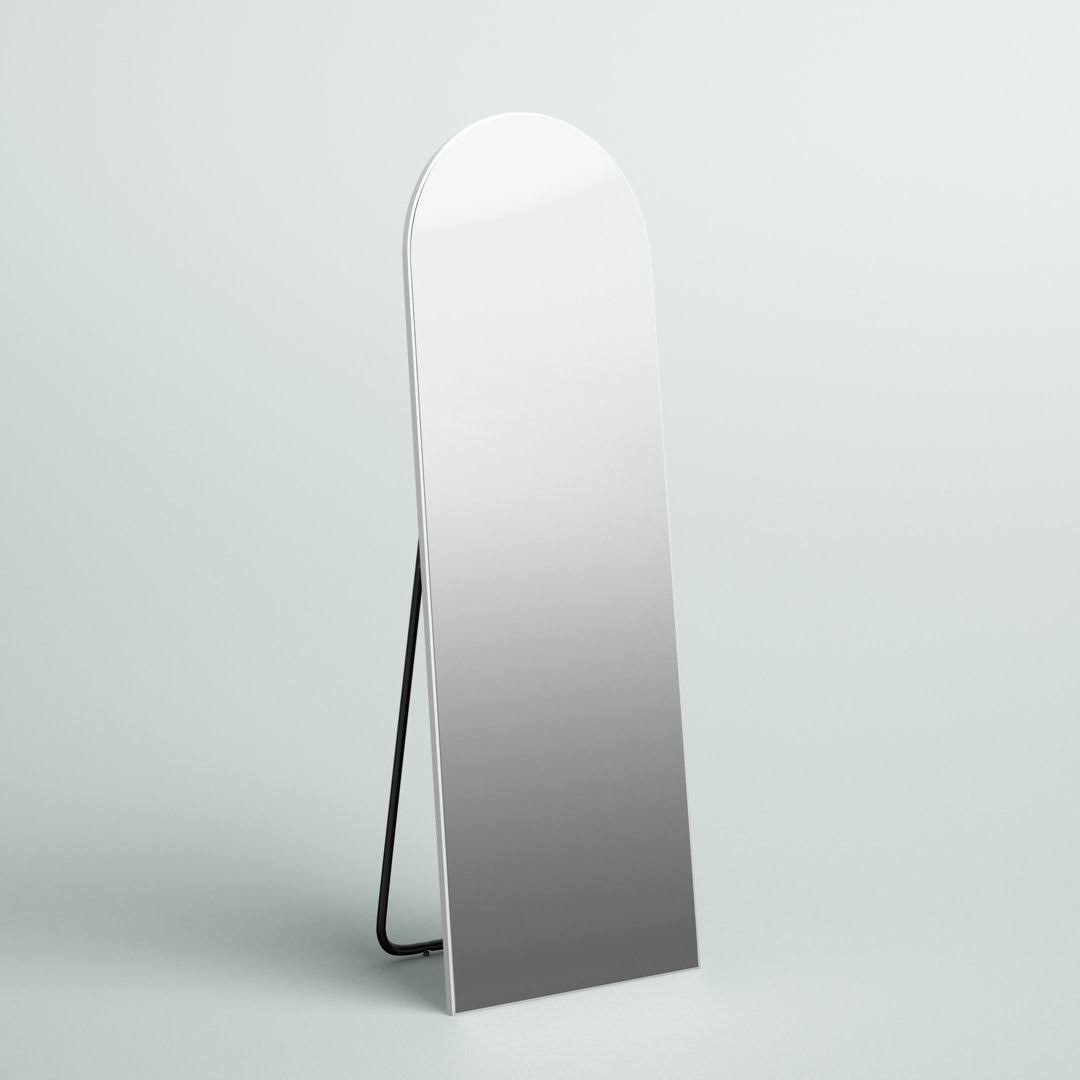 Greta Sleek Arched-Top Wall Mirror Mercury Row Finish White - Product image 1