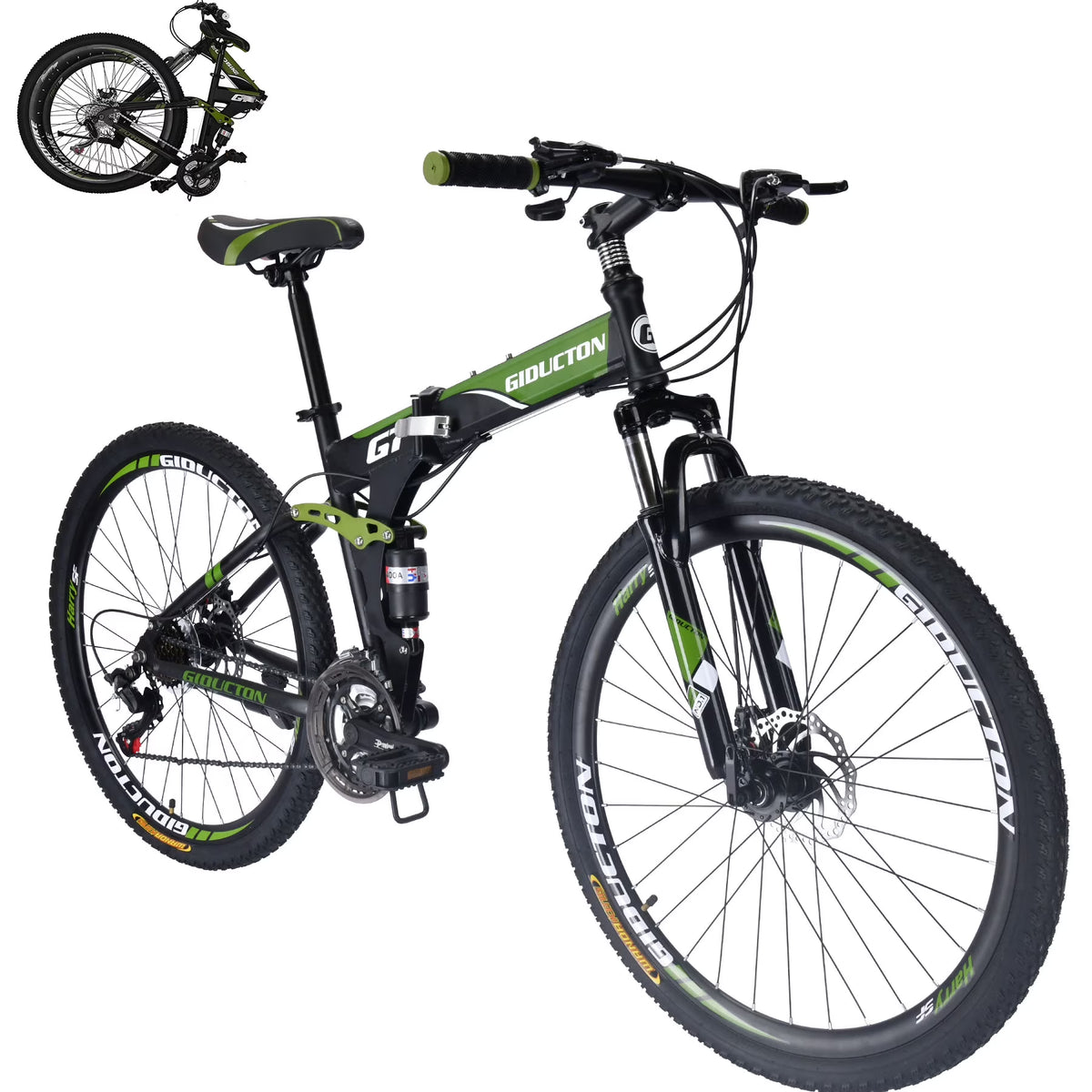 Eurobike 27.5" Full Suspension Folding Mountain Bike Foldable Frame Bicycle Disc Brakes Men or Women Bikes - Product image 1