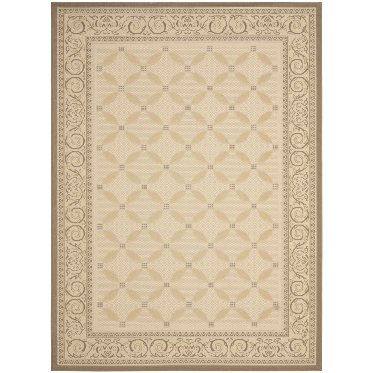 SAFAVIEH Courtyard Cohen Bordered Indoor/Outdoor Area Rug, Dark Beige/Beige, 9' x 12' - Product image 1