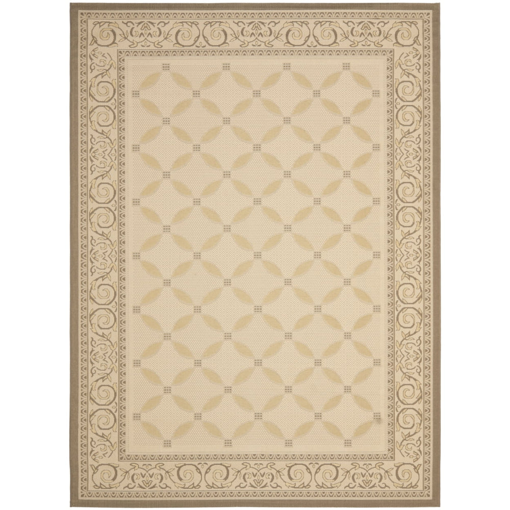SAFAVIEH Courtyard Cohen Bordered Indoor/Outdoor Area Rug, Dark Beige/Beige, 9' x 12'