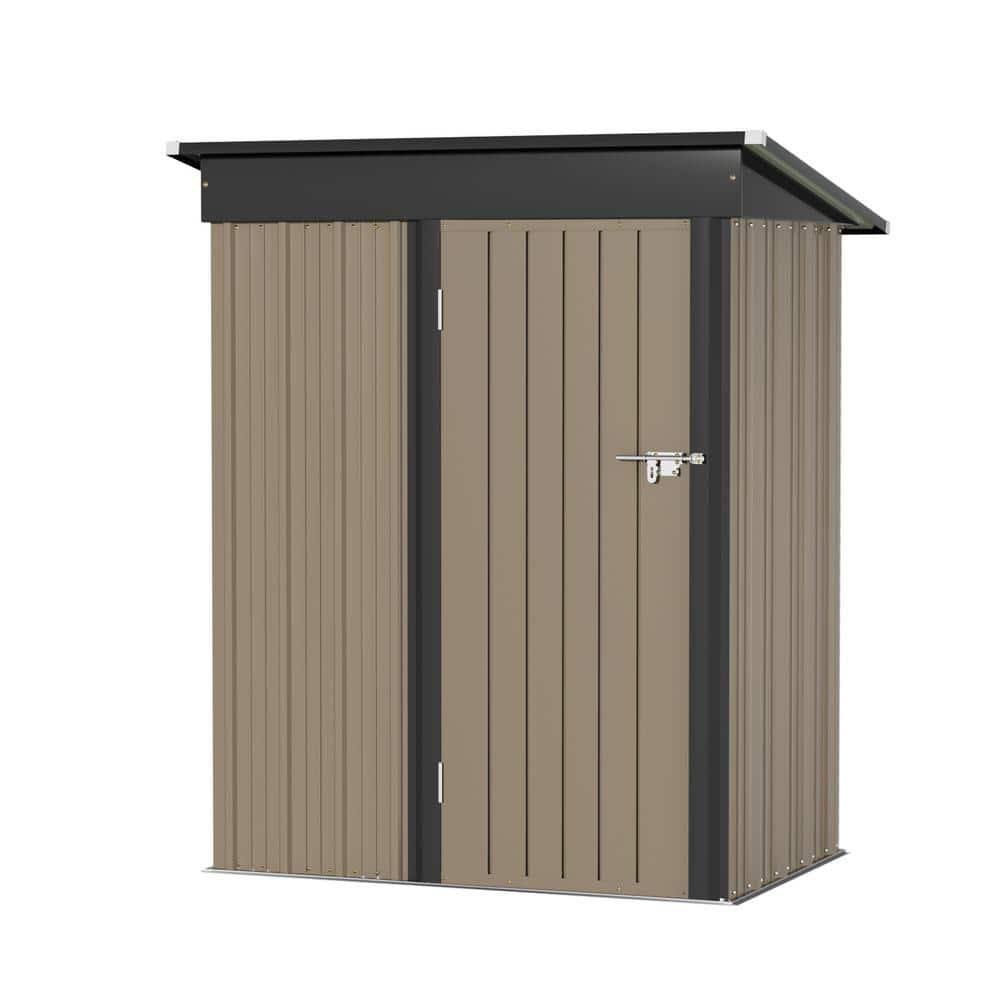 Patiowell 5 ft. W x 3 ft. D Outdoor Storage Brown Metal Shed with Sloping Roof and Lockable Door (14.5 Sq - Product image 1