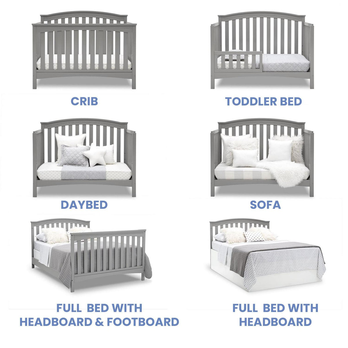 Delta Children Waverly 6 - in - 1 Convertible Baby Crib. Grey - Product image 8