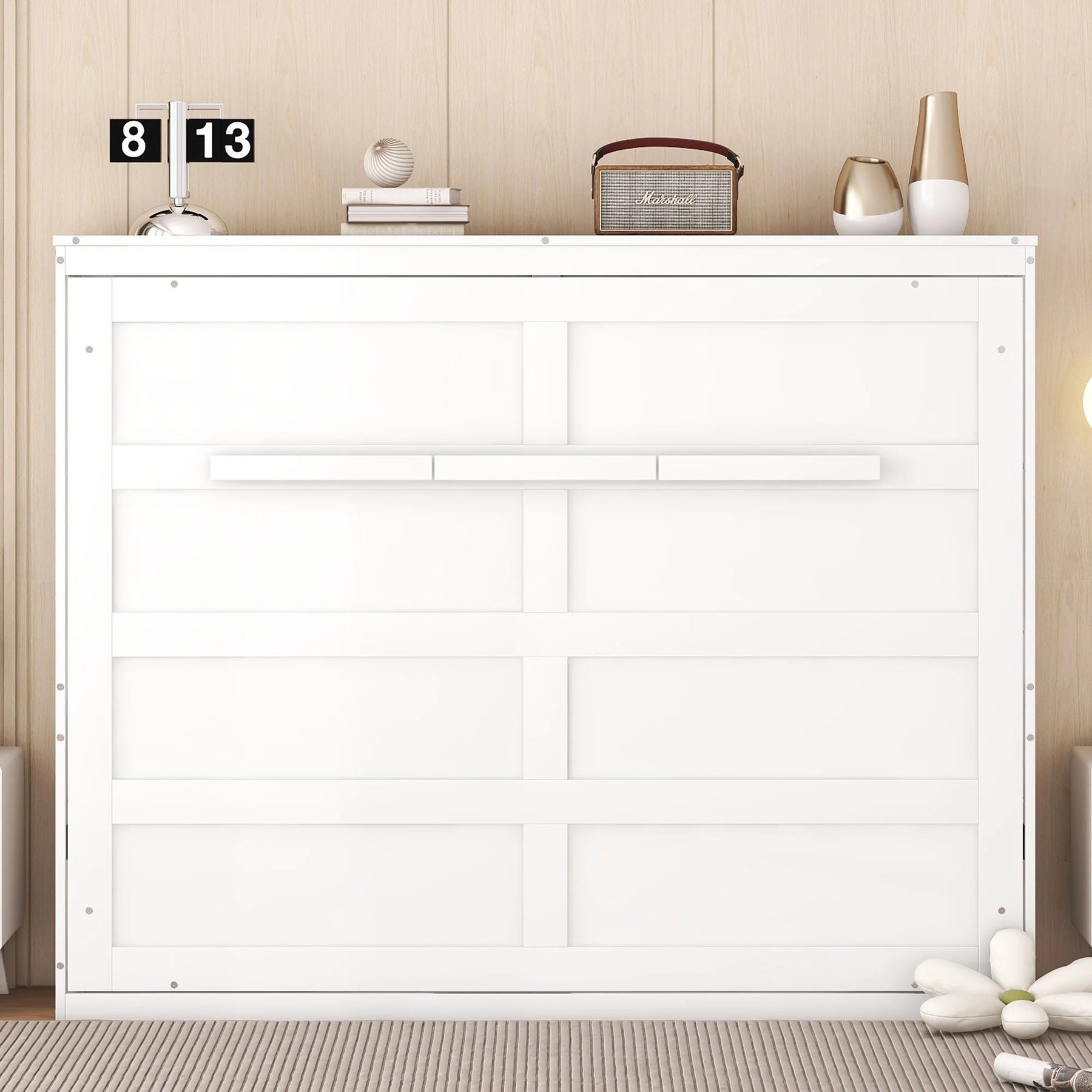 Harper & Bright Designs Full Size Murphy Bed Space - Saving Foldable Wooden Wall Bed with a Shelf for - Product image 14