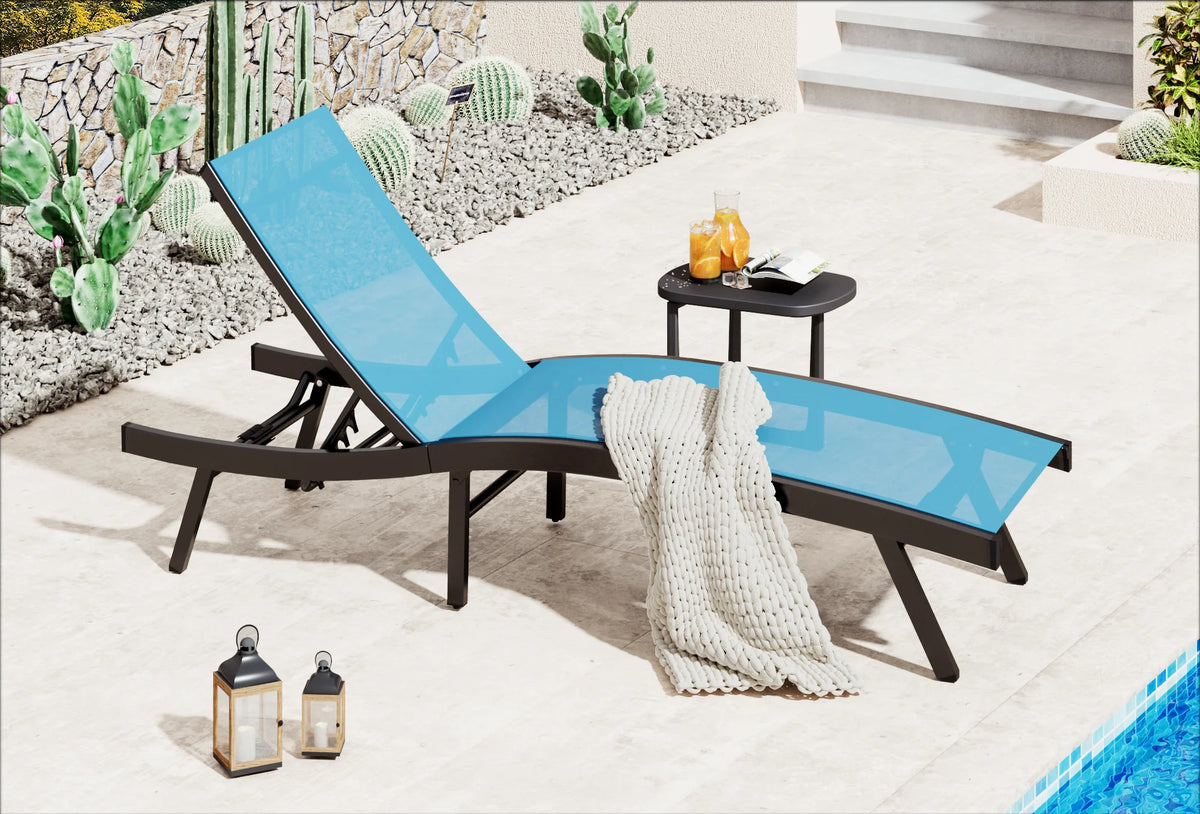 AECOJOY Outdoor Chaise Lounge, All Weather Pool Lounge Chairs Ergonomic Design (Blue, 1 PCs) - Product image 2