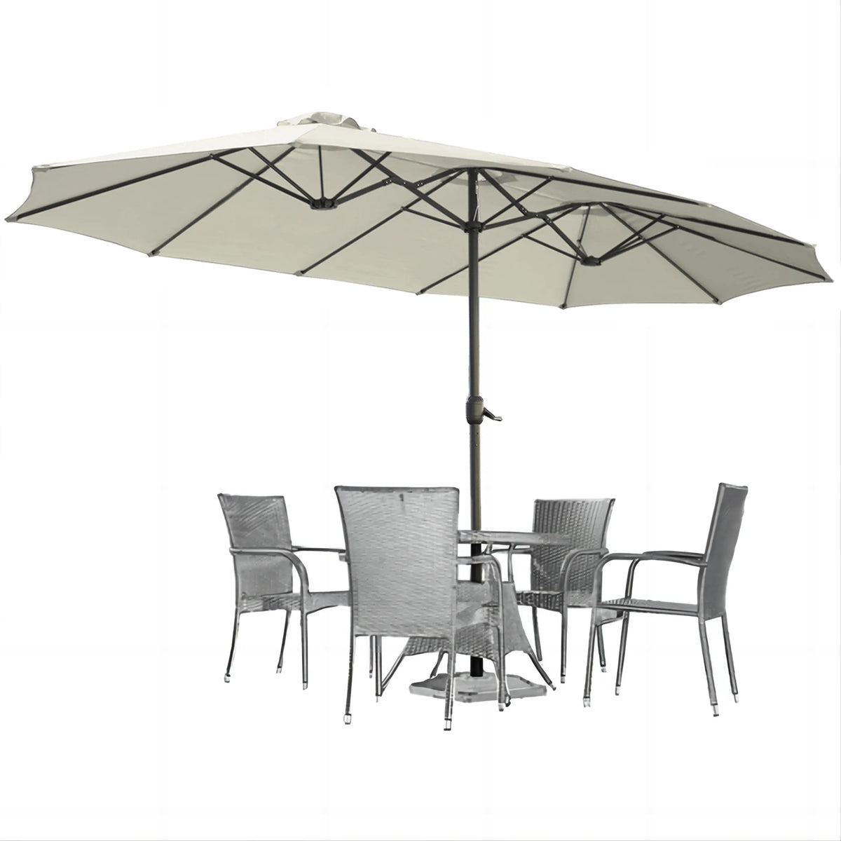 AECOJOY 15x9ft Double-Sided Patio Umbrella, Ivory - Product image 1