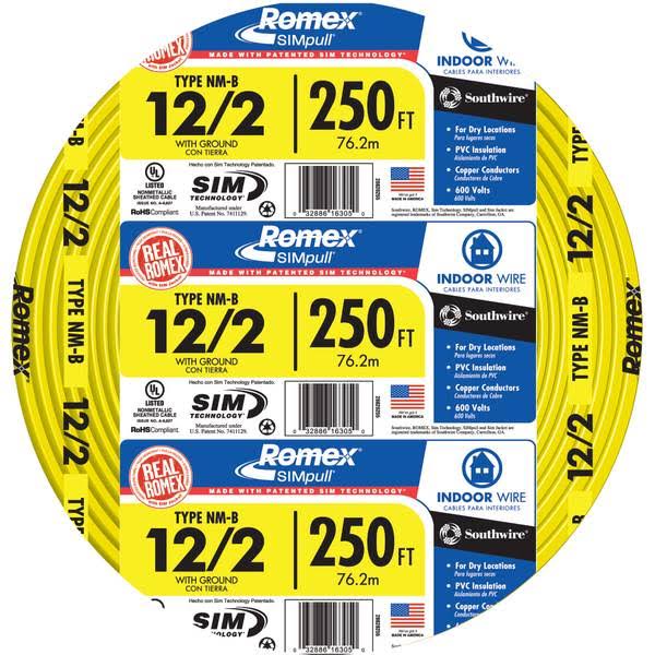 Southwire 25' 12-2 NM W/G Indoor Wire- Yellow- Building Wire 28828255 - Product image 1