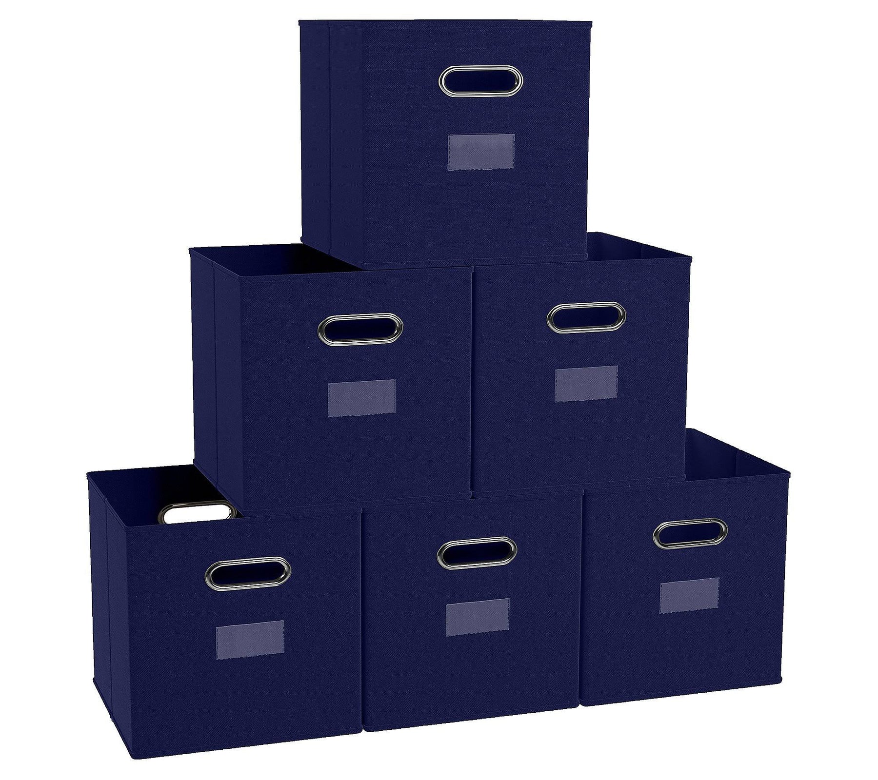 Ornavo Home 6 Pack Storage Cube Bins with Window Pocket, Navy - Product image 1
