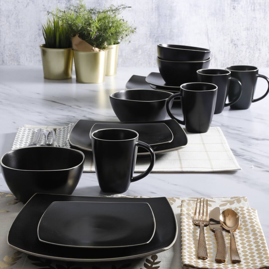 Gibson 102261.16RM Soho Lounge Dinnerware Set, Matte Black - 16 Piece - Product image 1