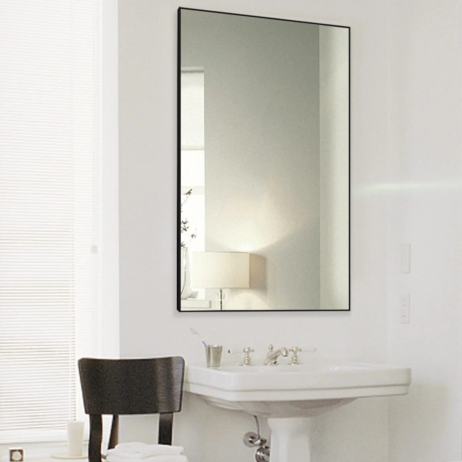 H - A Black&Gold Framed Rectangle Bathroom Mirrors for Wall, Mounted Vintage Mirror Vertical or Horizontal - Product image 11