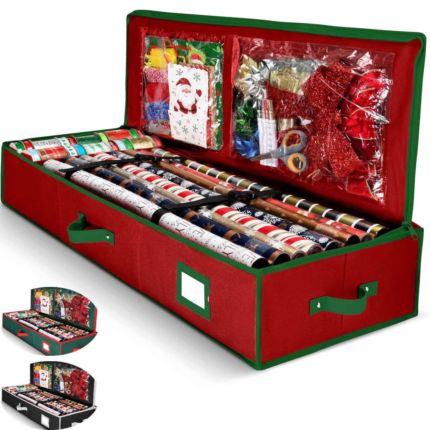HOMIOR Premium Gift Wrap Organizer, Christmas Wrapping Paper Storage Bag w/Useful Pockets for Xmas - Product image 1