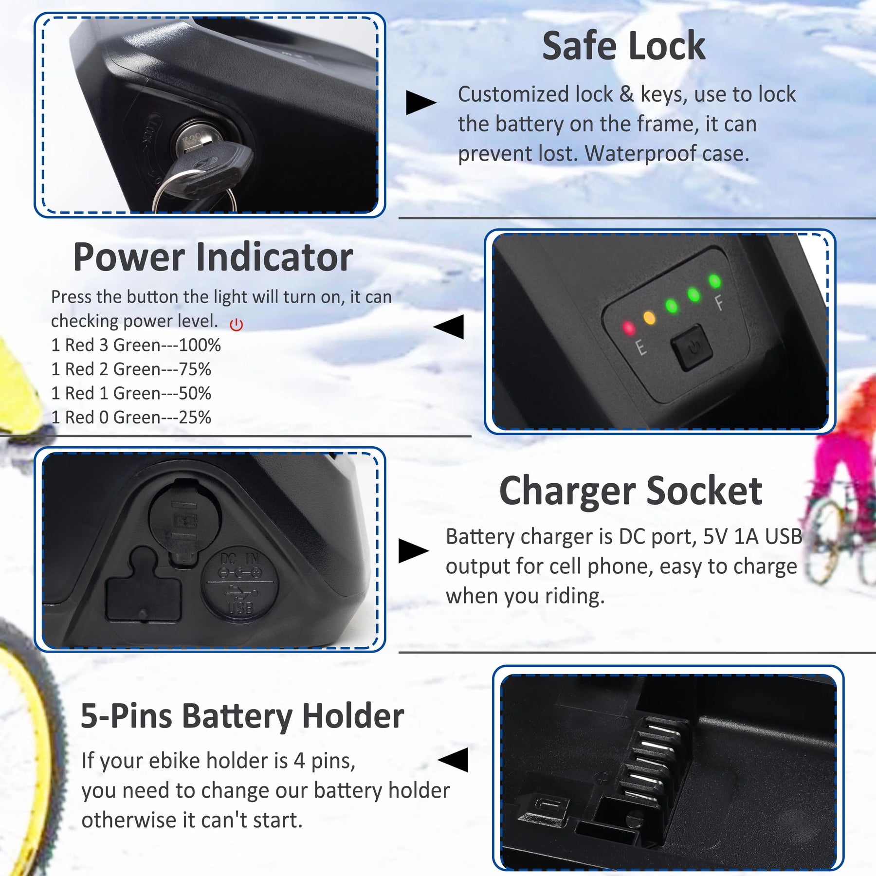 48V 20AH Ebike Battery 48V Lithium Battery 48V Battery with Charger for 750W - Product image 4