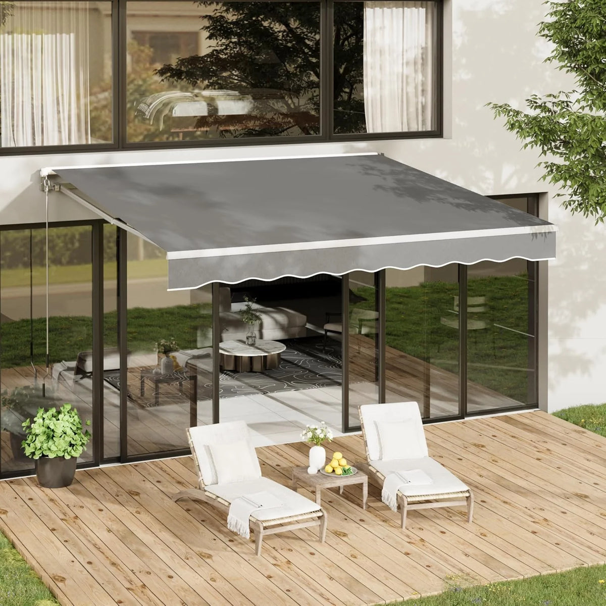 AECOJOY 20'x10' Manual Retractable Awning Sun Shade, Patio Awning Canopy