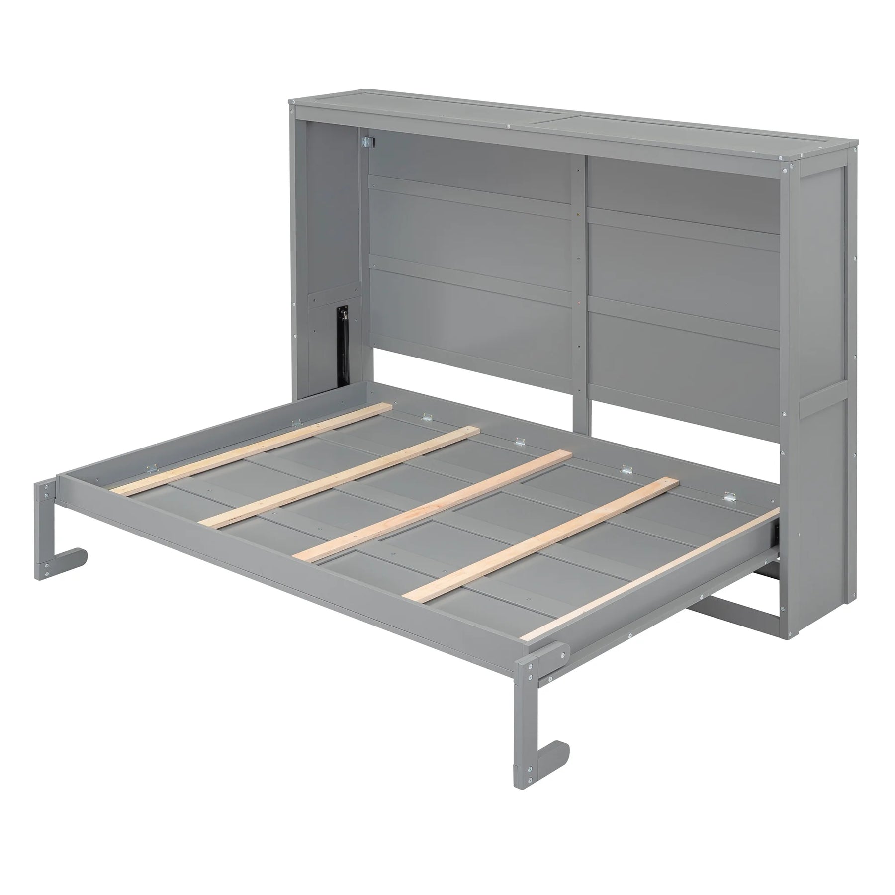 Harper & Bright Designs Full Size Murphy Bed Space - Saving Foldable Wooden Wall Bed with a Shelf for Guest - Product image 8