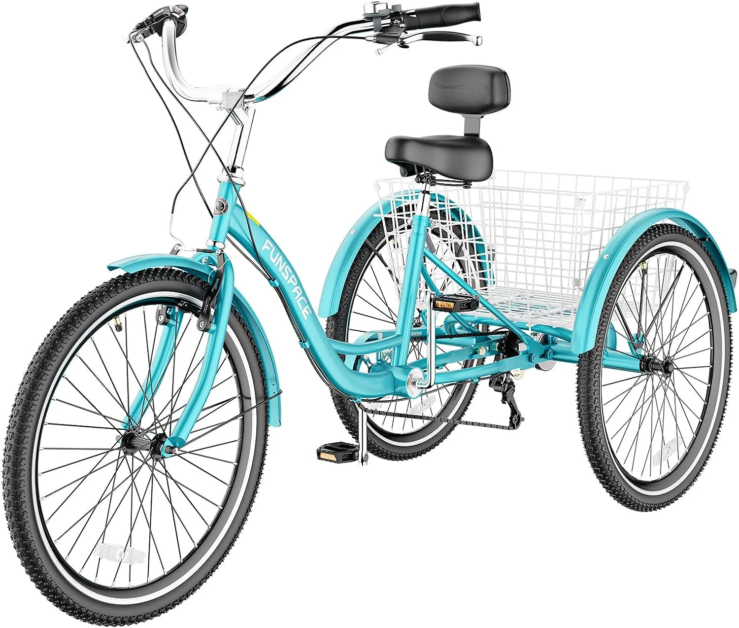 MOONCOOL Adult Tricycles with Rear Basket & Inflator, 24 26 in 7 Speed 3 Wheel Bikes, Three - Wheeled Bicycles Adult Trike with Backrest for Seniors, Women, Men