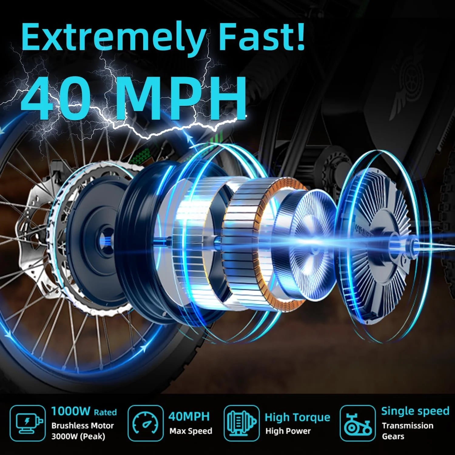 40MPH Electric Bicycle, Dual - Mode Electric Dirt Bike 3000W(Peak)Freego Nova3 Electric Motorcycle Bike for - Product image 2