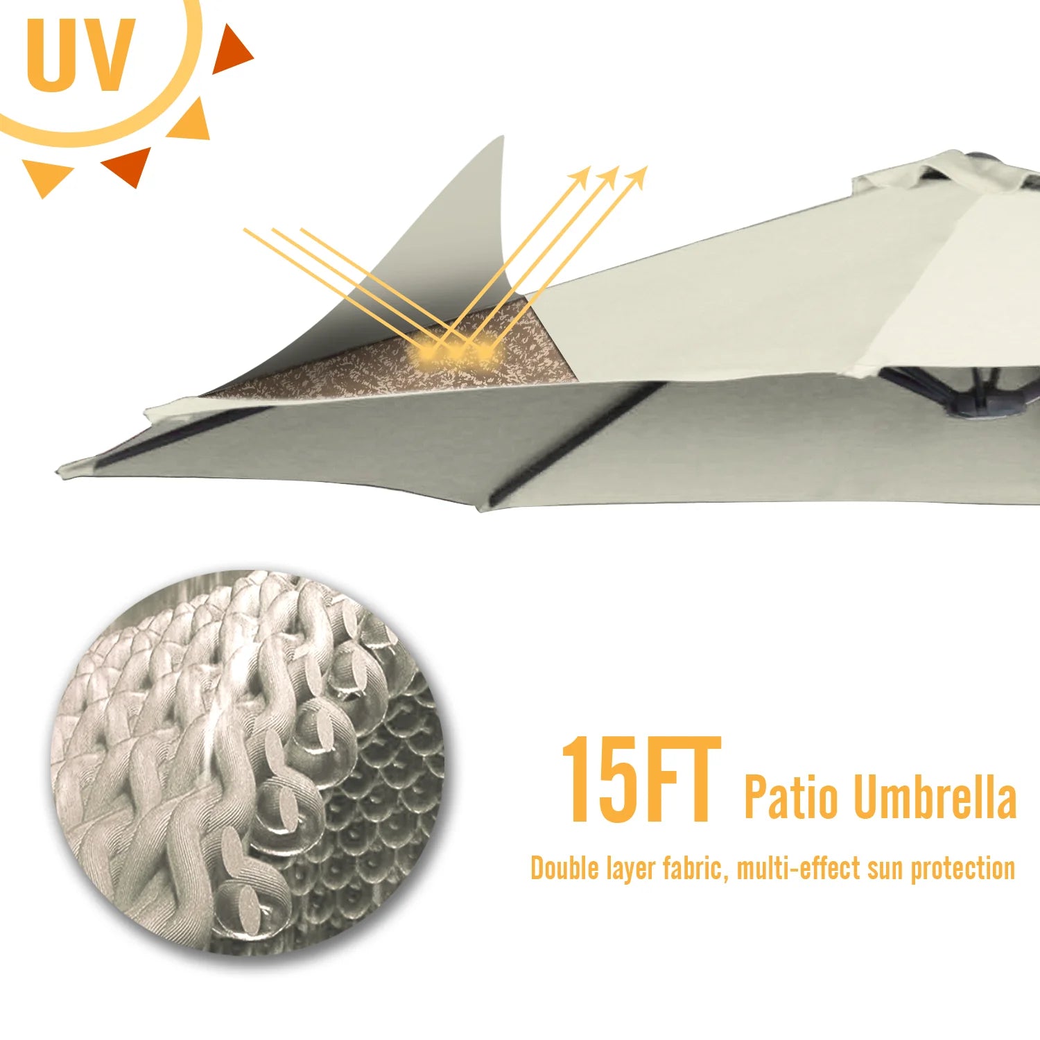 AECOJOY 15x9ft Double-Sided Patio Umbrella, Ivory - Product image 7