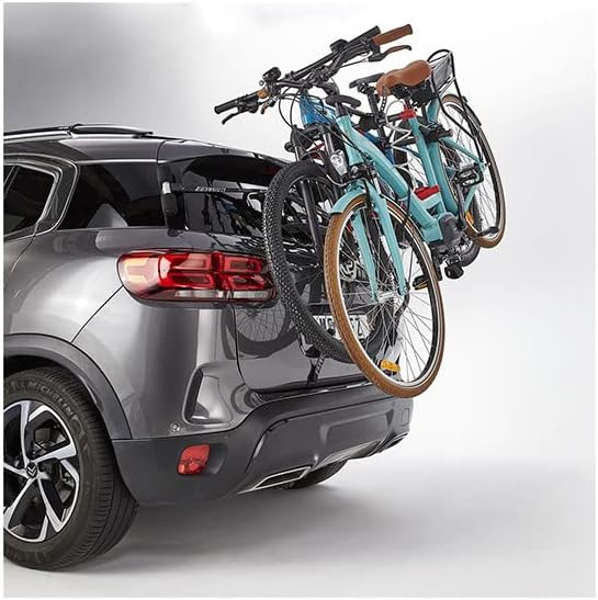 Tailgate Bike Carrier 5 Straps Mottez Shiva 2 Electric Steel 2 Bikes VAE/e Bike (40 kgs Max), Black
