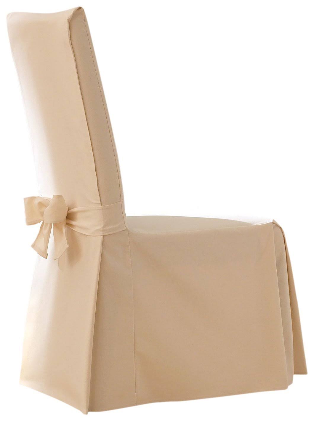 Sure Fit Cotton Duck Long Dining Room Chair Cover Natural - Product image 1