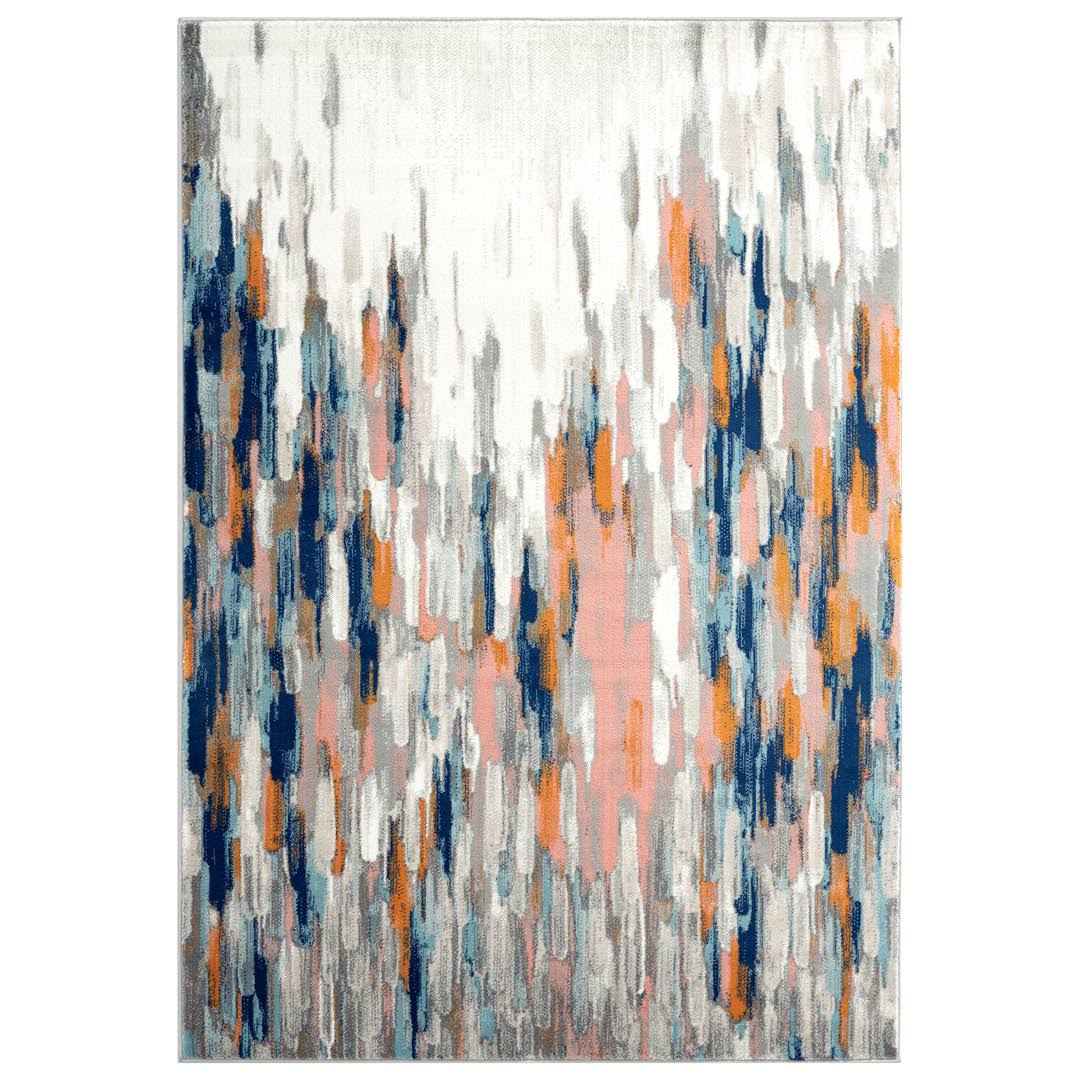 Seldovia Abstract Orange/Blue Area Rug Wrought Studio Rug Size: Rectangle 2' x 3' - Product image 1