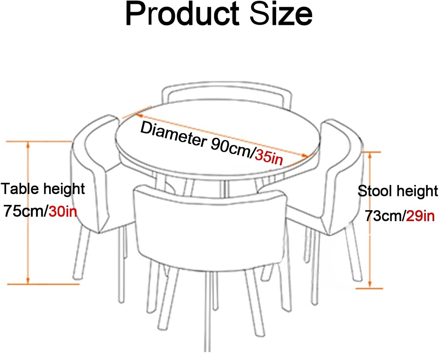 Round Dining Table, Dining Room Table and Chair Set, 4 Person Kitchen Table, Built-in Chair Table, Small Conference Room Tables, Simple Office Table, Round Table 90 cm (Size