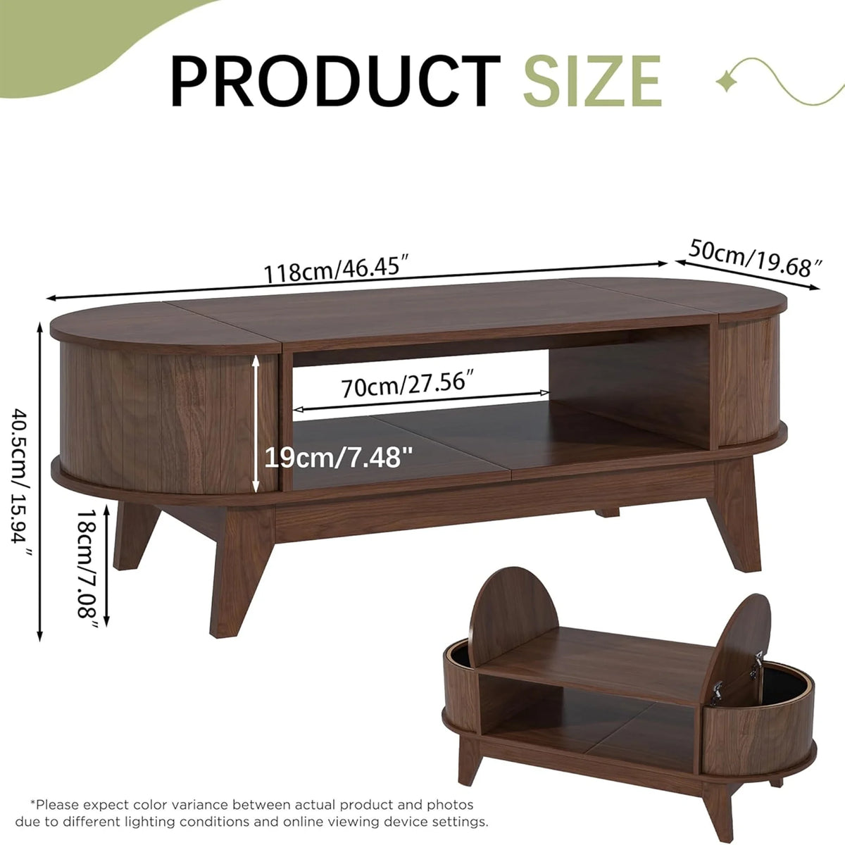 Fluted Coffee Table with Storage, Modern Coffee Tables, Wood Accent Center Table - Product image 17