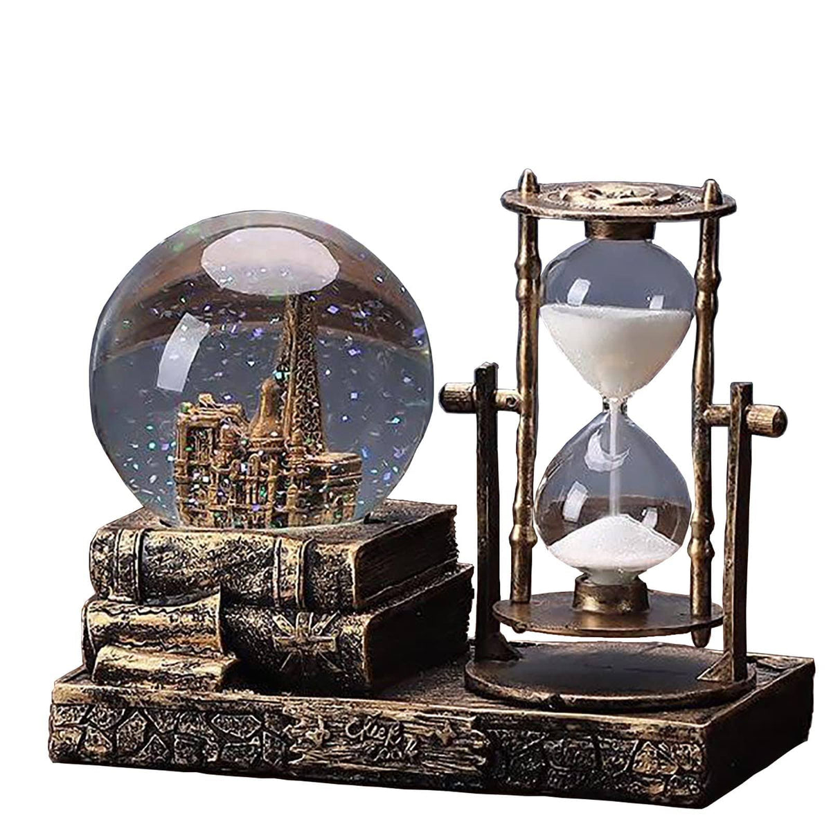 IDORTYBB LED Music Crystal Snow Globe with Hourglass Vintage Paris Eiffel Tower Home Decoration for Living - Product image 1