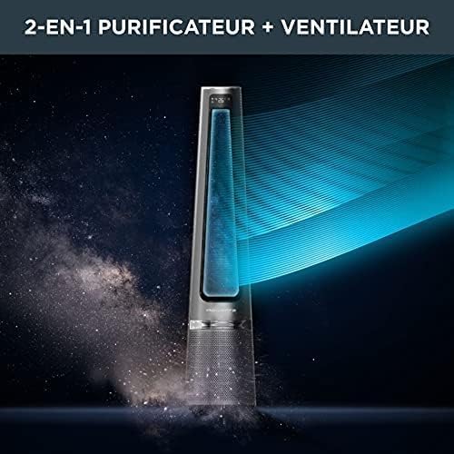Rowenta Eclipse 2-in-1 Purifying fan, Ventilates and filters the air, Fine particles, 32 dB (A), Powerful, Oscillation, 12 speeds, Timer, Delayed start QU5030F0