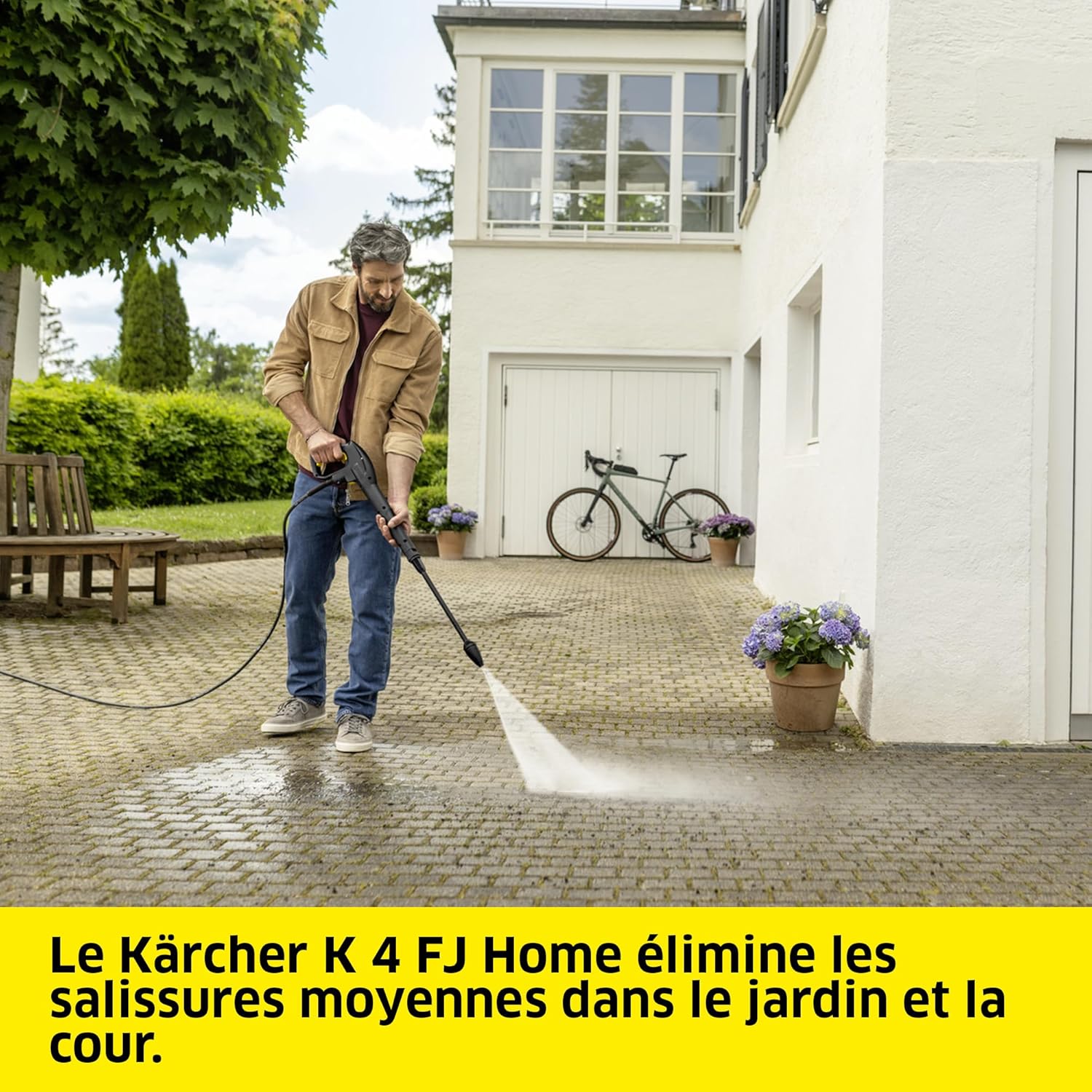 Kärcher K 4 FJ Home High Pressure Washer, Max. Pressure 130 bar, Flow rate: 420 l/h, Surface area: 30 m²/h, Water filter, Weight: 5.7 kg, HP gun, Rotabuse, Vario Power lance, Foam nozzle, Home Kit