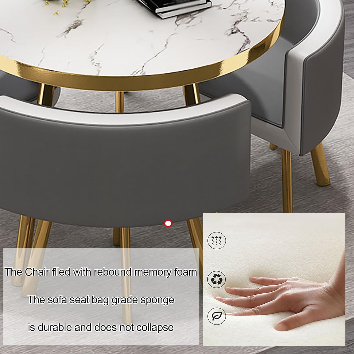 Round Dining Table, Dining Room Table and Chair Set, 4 Person Kitchen Table, Built-in Chair Table, Small Conference Room Tables, Simple Office Table, Round Table 90 cm (Size