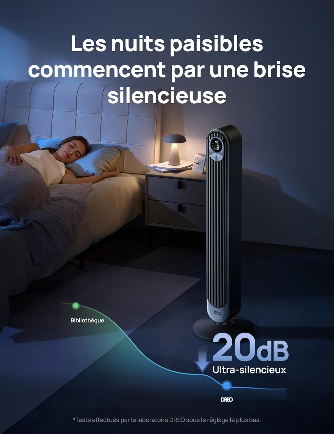 Dreo Quiet Tower Fan, Powerful Speed 7.92 m/s, 106cm Tower Fans with Remote Control, 6 Speeds, 4 Modes, 12H Timer, 90° Oscillating for Large Bedroom