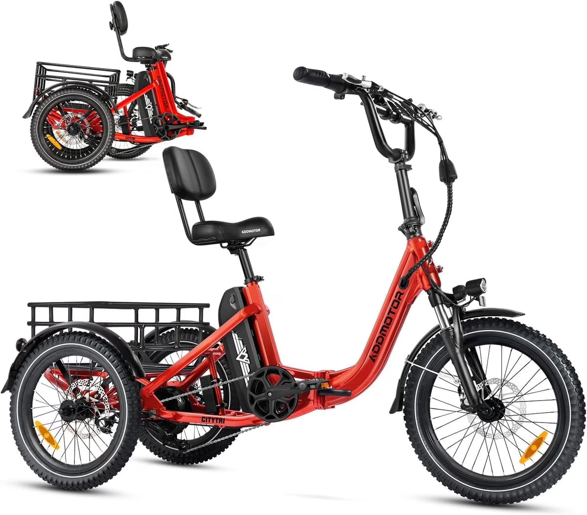Addmotor Folding Electric Trike, 90MI Electric Tricycle for Adults, 750W 48V 20ah - Product image 1