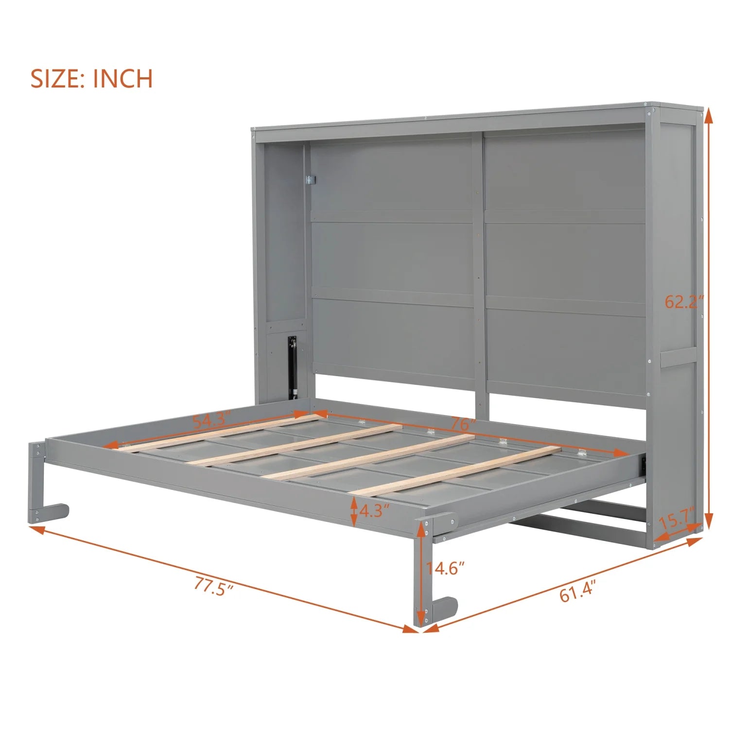 Harper & Bright Designs Full Size Murphy Bed Space - Saving Foldable Wooden Wall Bed with a Shelf for Guest - Product image 4