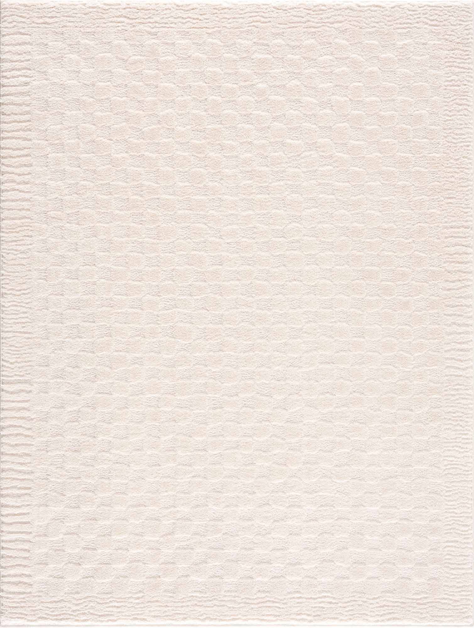 Hauteloom Leryn Ivory Checkered Area Rug | Area Rug for Living Room, Bedroom | Ivory Checkered Rug - 5'3" x 7' Rectangle