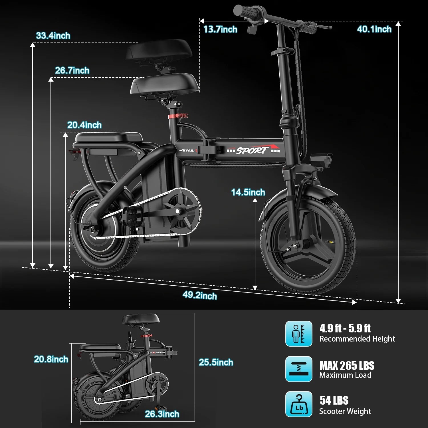 ASKGO Z6 14" Electric Bike 1200W Motor, 48V/10AH E - Mountain Bike - Product image 2