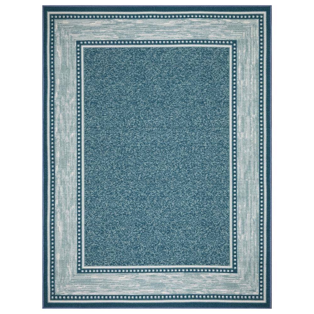 Ottomanson Ottohome Non-Slip Rubberback Bordered 5x7 Indoor Area Rug, 5' x 6'6 inch, Blue - Product image 1