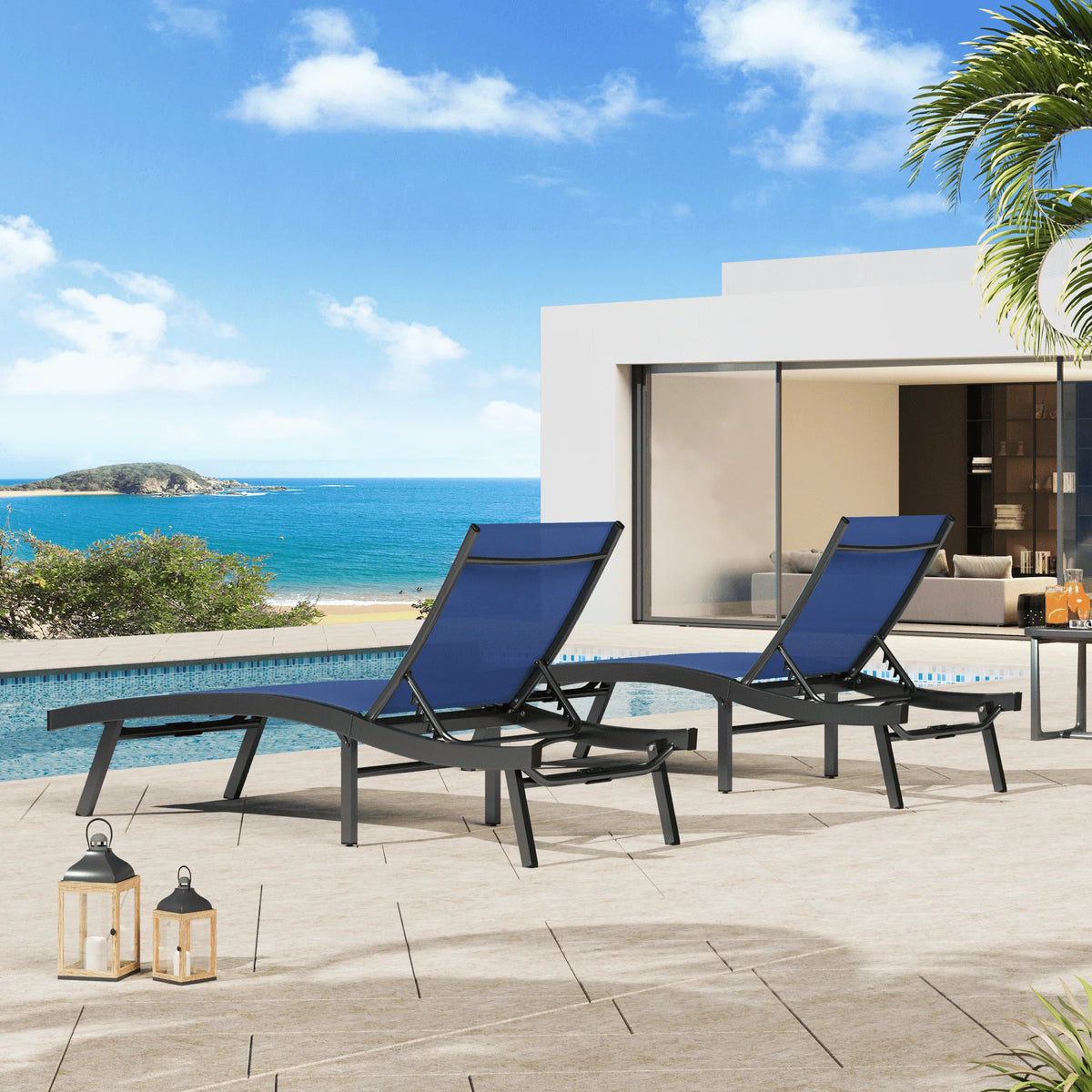 AECOJOY Outdoor Chaise Lounge, All Weather Pool Lounge Chairs Ergonomic Design (Navy, 1 PCs) - Product image 9