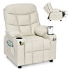 Costway Kids Youth Recliner Chair PU Leather W/Cup Holders & Side Pockets Grey - Product image 2
