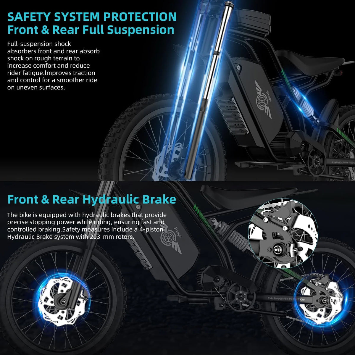 40MPH Electric Bicycle, Dual - Mode Electric Dirt Bike 3000W(Peak)Freego Nova3 Electric Motorcycle Bike for - Product image 5