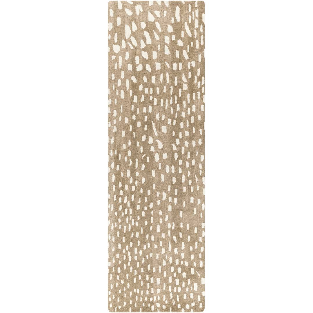 Jona Animal Print Handmade Tufted Wool Light Brown/Tan/Cream Area Rug Birch Lane Rug Size: Runner 2'6" x 8' - Product image 1