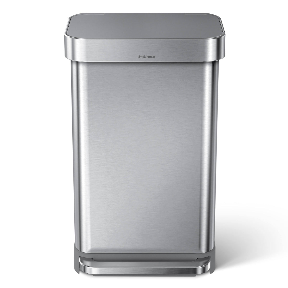 simplehuman 45 Liter Rectangular Kitchen Step Soft-Close Brushed Stainless Steel with Plastic Lid - Product image 1