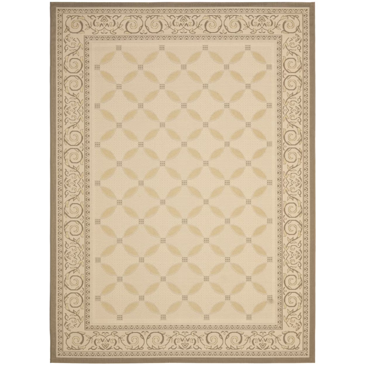 SAFAVIEH Courtyard Cohen Bordered Indoor/Outdoor Area Rug, Dark Beige/Beige, 9' x 12' - Product image 2
