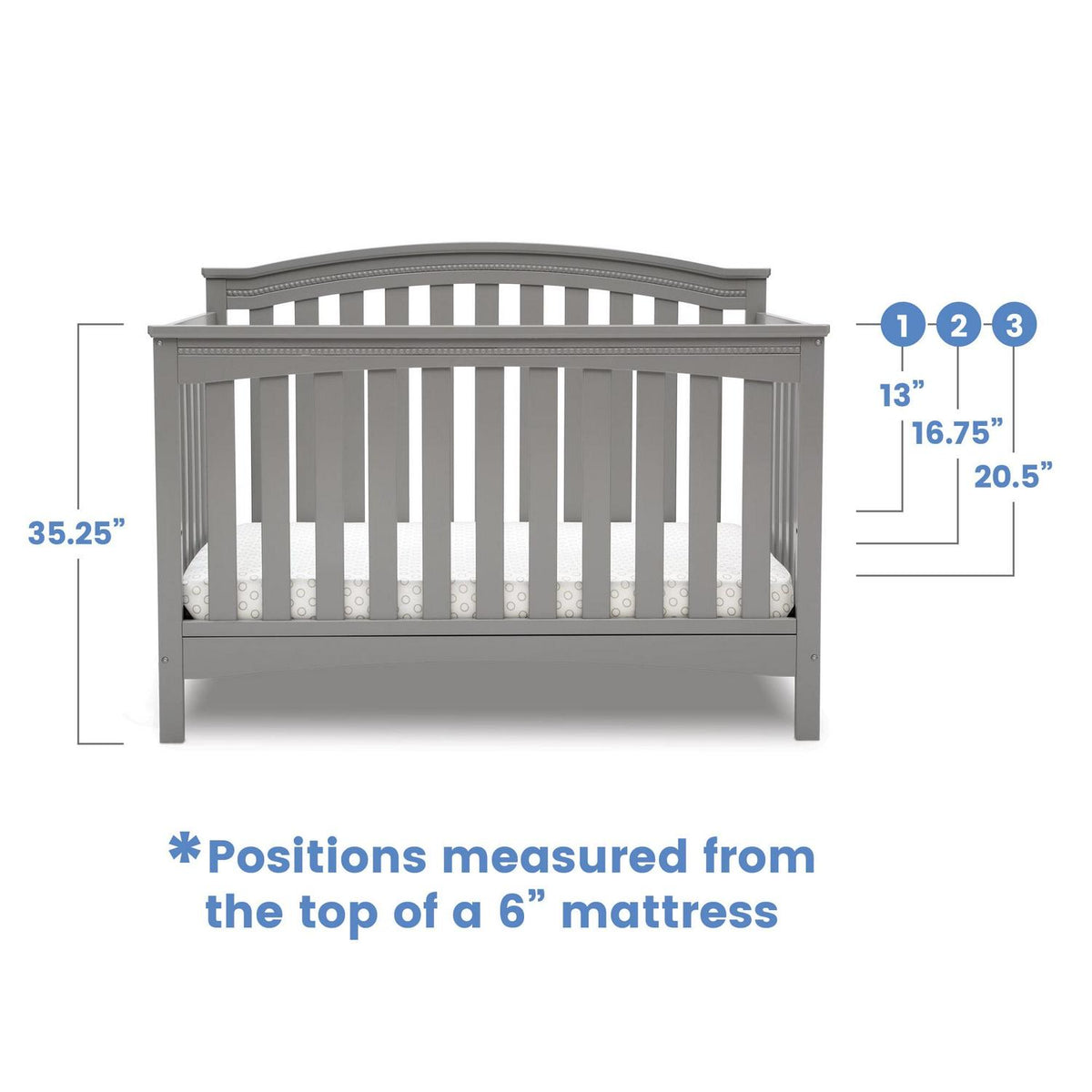 Delta Children Waverly 6 - in - 1 Convertible Baby Crib. Grey - Product image 5
