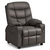 Costway Kids Youth Recliner Chair PU Leather W/Cup Holders & Side Pockets Grey - Product image 8