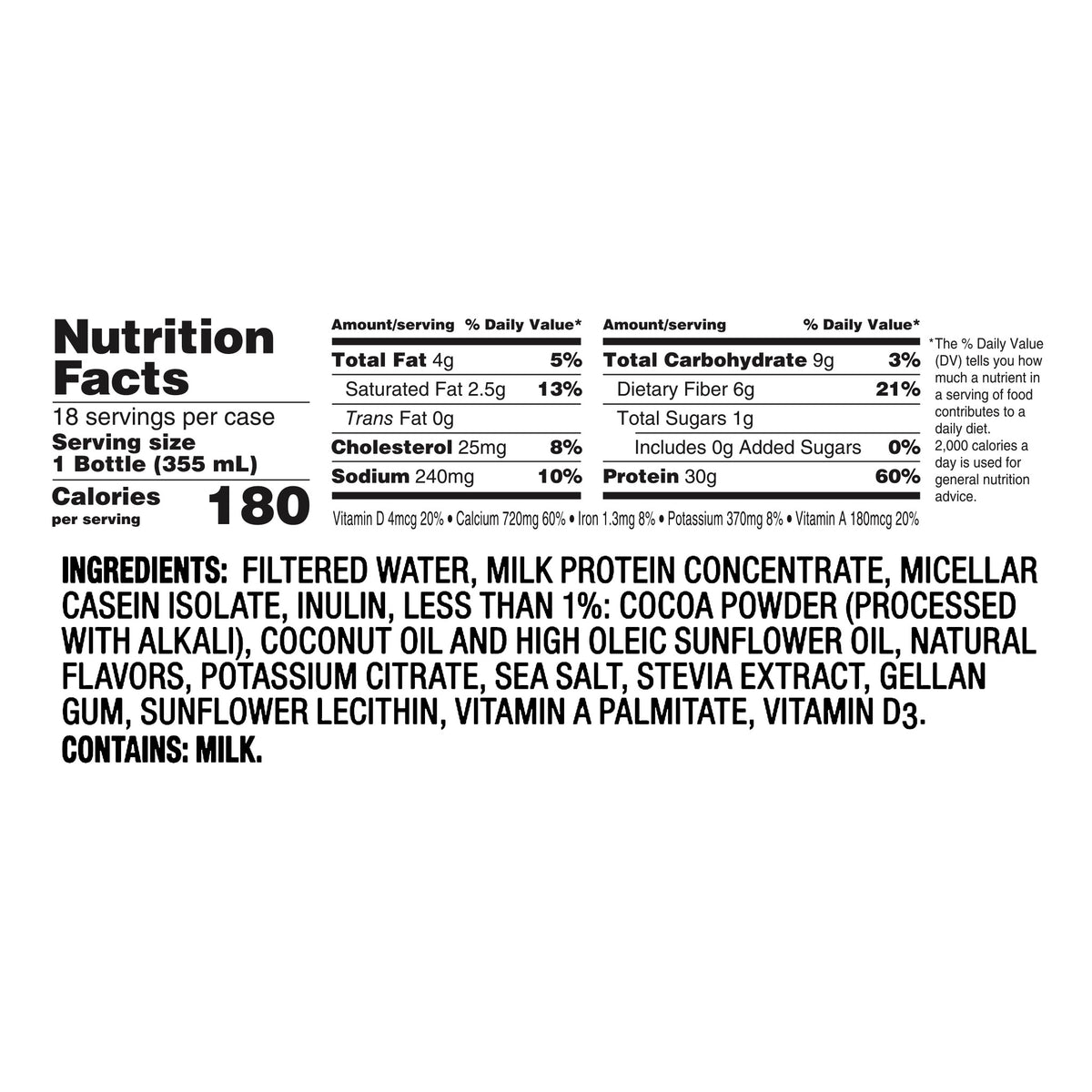 Oikos 30g Chocolate Protein Shake, 12 Fl Oz, 18 - Pack - Product image 3
