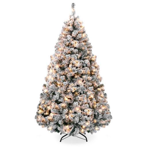 Best Choice Products Premium Pre-Lit Snow Flocked Hinged Artificial Christmas Pine - Product image 1