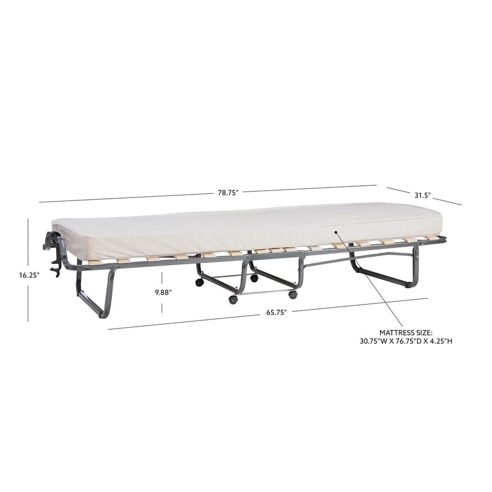 Riverbay Furniture Metal Folding Bed with Memory Foam Mattress in Beige - Product image 21
