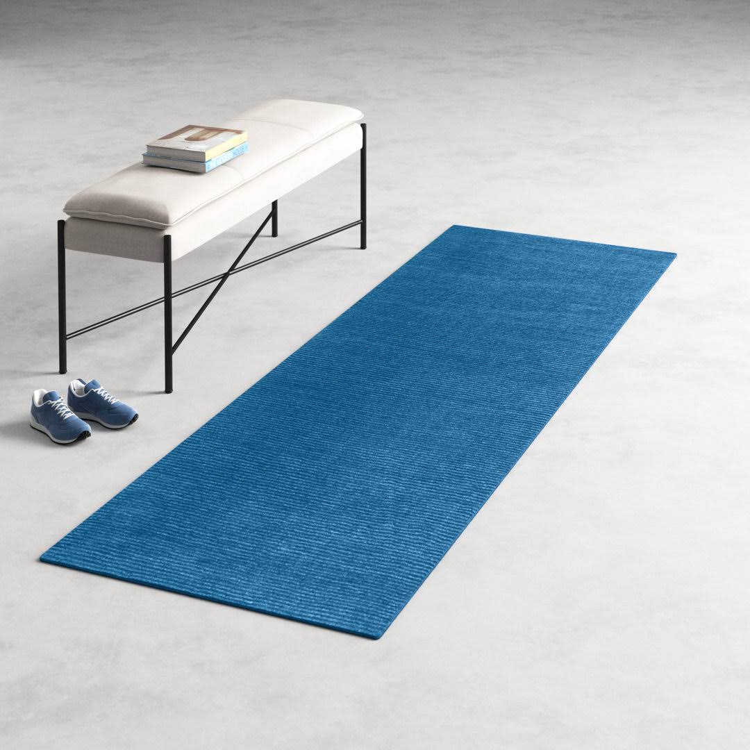 Crowe Handmade Wool Dark Blue Area Rug AllModern Rug Size: Runner 2'6" x 8' - Product image 1