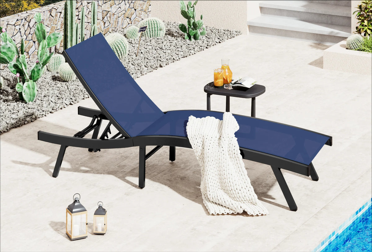 AECOJOY Outdoor Chaise Lounge, All Weather Pool Lounge Chairs Ergonomic Design (Navy, 1 PCs) - Product image 2