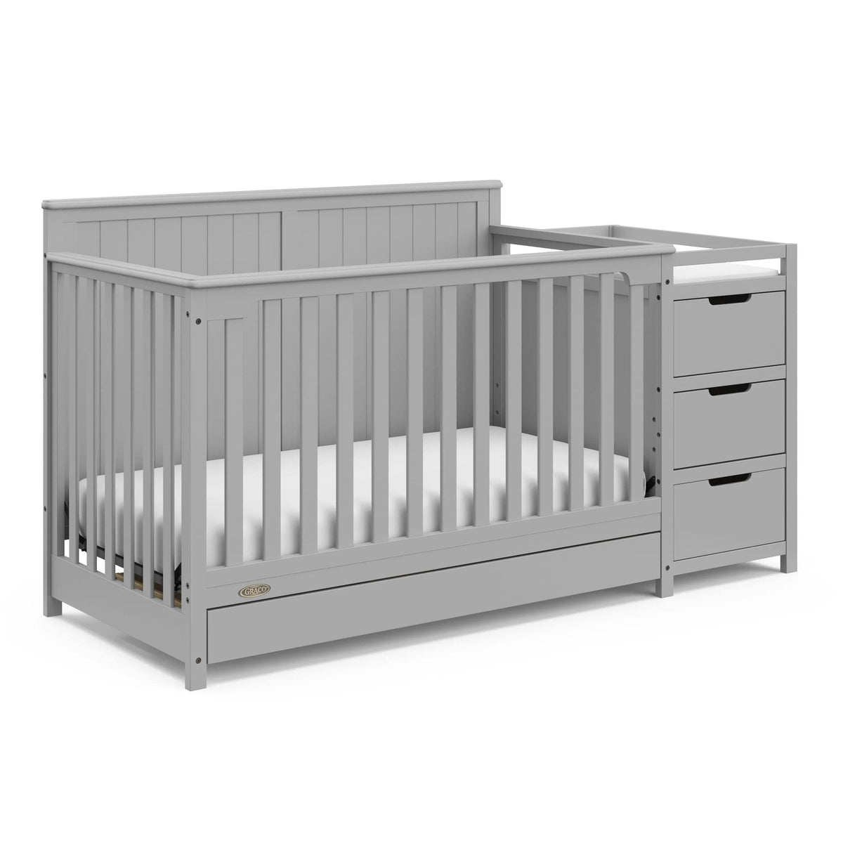 Graco Hadley 5-in-1 Convertible Crib and Changer with Drawer Pebble G - MadeInUSA - Product image 1