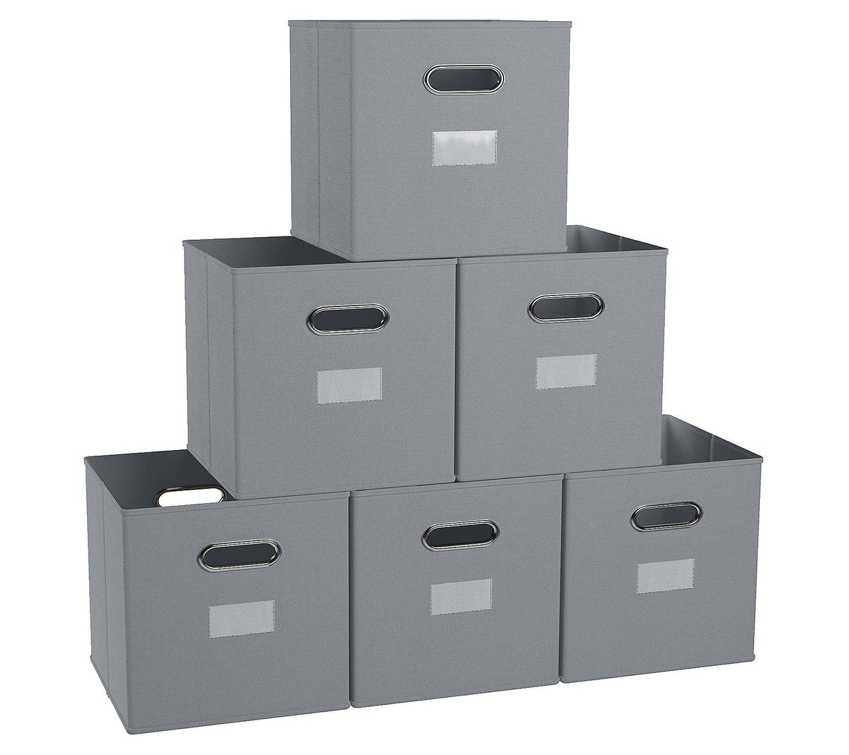 Ornavo Home Foldable Storage Bins Basket Cube Organizer with Dual Handles and Window Pocket - 6 Pack - Gray - Product image 1